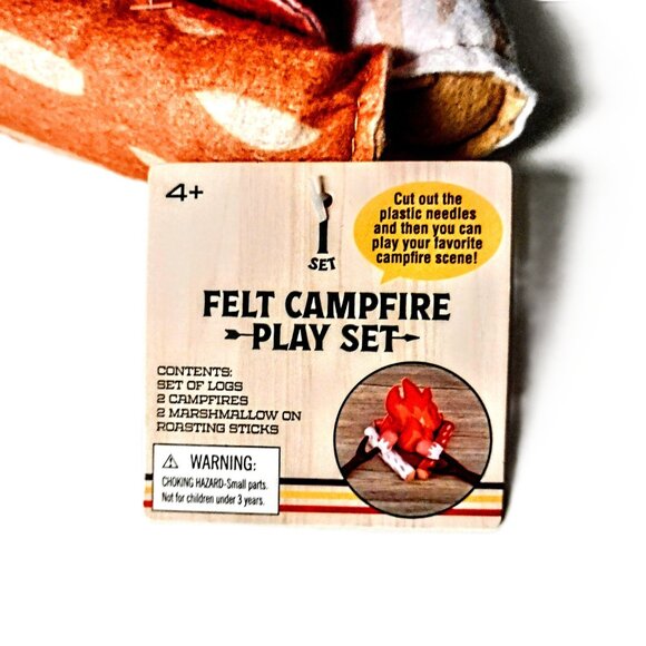 5 PC Felt Campfire Play Set ~ Pretend Camping, Roast Marshmallows, S'mores ~ NEW - Picture 3 of 8
